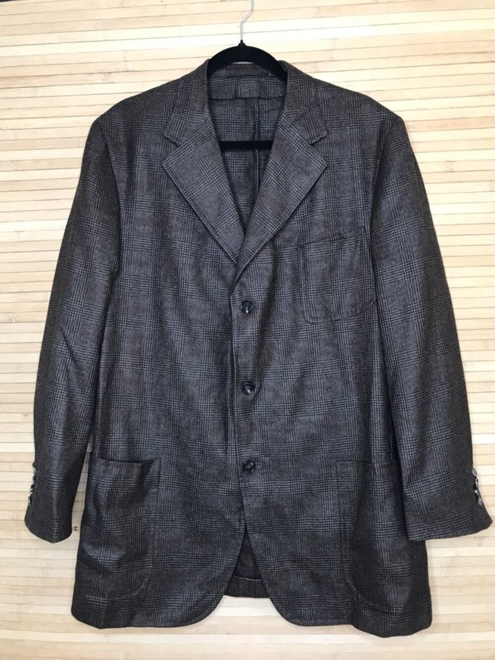 Agnona Men's Brown Cashmere 3 btn windowpane Sport Coat Jacket sz 54R 44 R